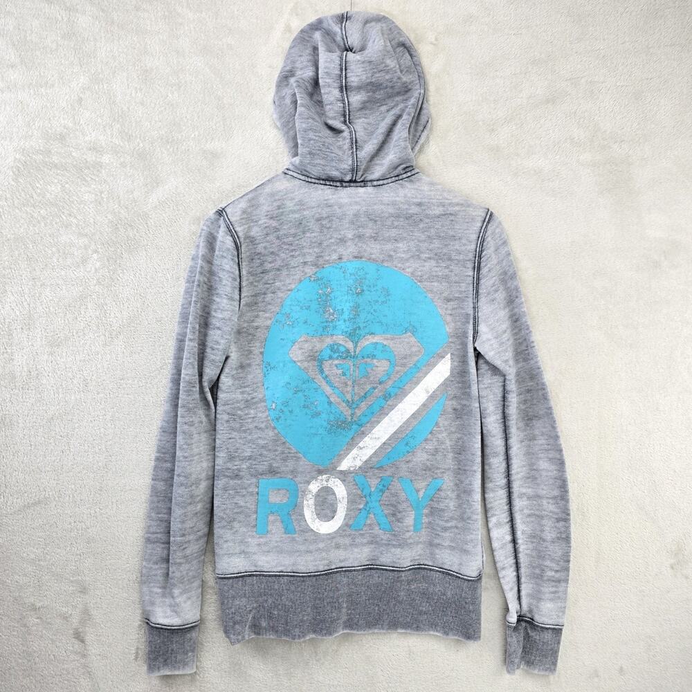 Quiksilver Roxy Zip Up Sweater Womens Small Heather Gray Y2K Grunge